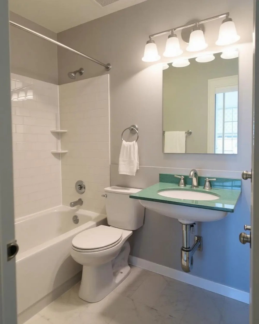 Fully remodeled bathroom with new fixtures and finished plumbing in La Crescenta