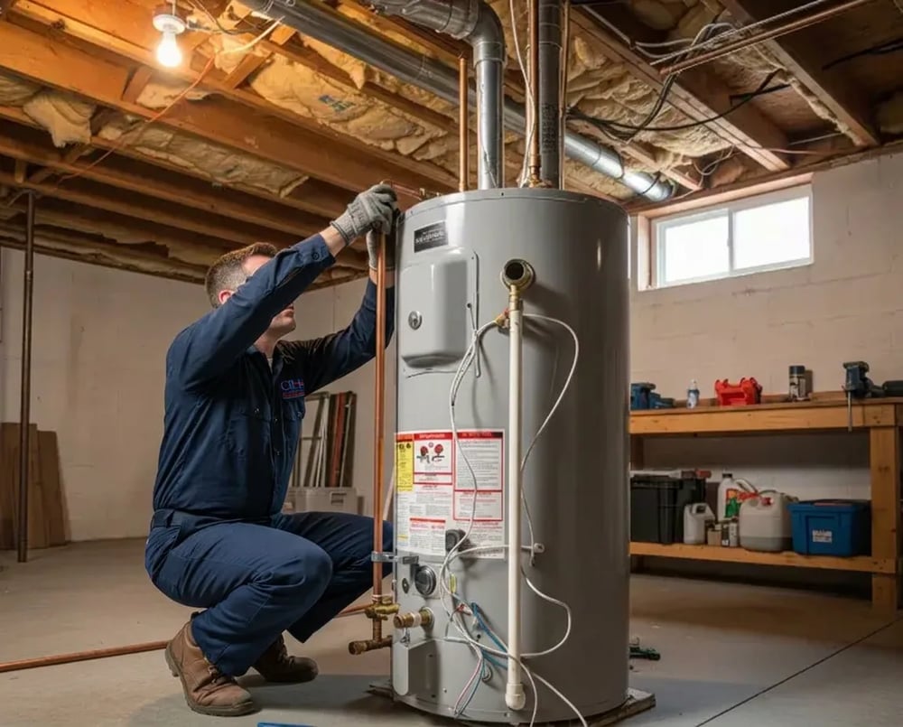 New residential water heater installed to code in La Crescenta